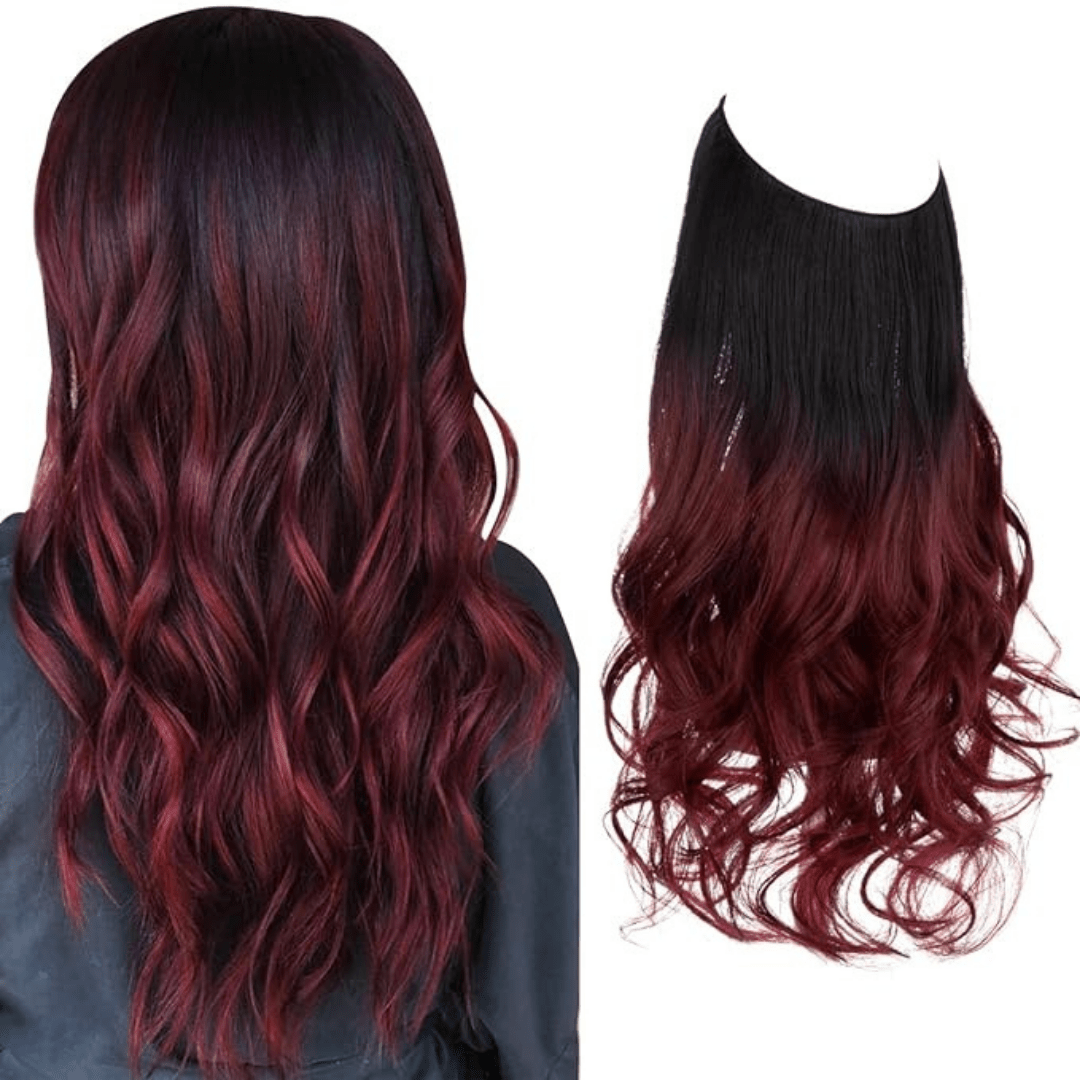 Black to Wine Red Ombre Wavy (18 Inch)